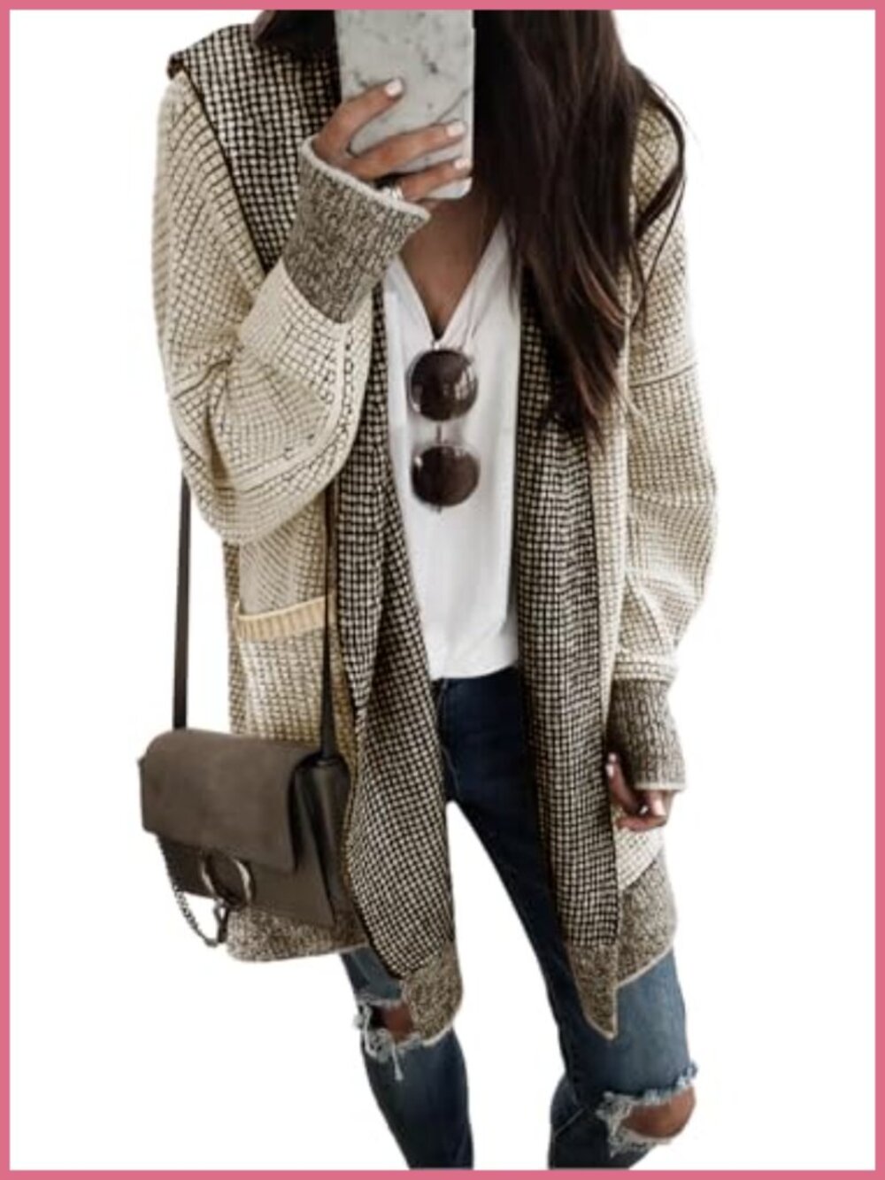 Open Front Hooded Cardigan Sweater Womens Oversized Chunky Knit